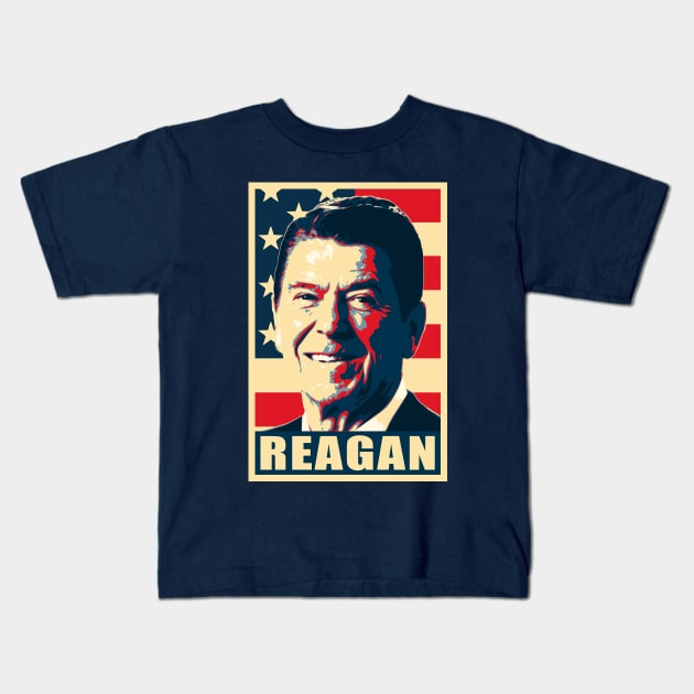 Ronald Reagan Propaganda Poster Art Kids T-Shirt by Nerd_art